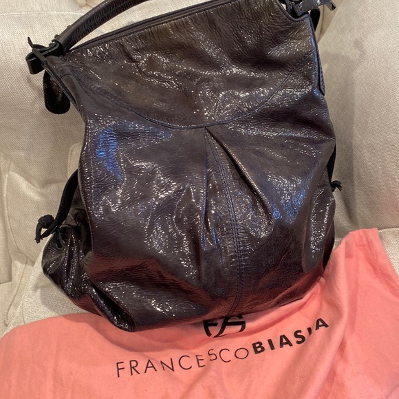 Francisco Biasia charcoal dark gray purse bag STYLISH with a pink dust bag - Picture 1 of 16